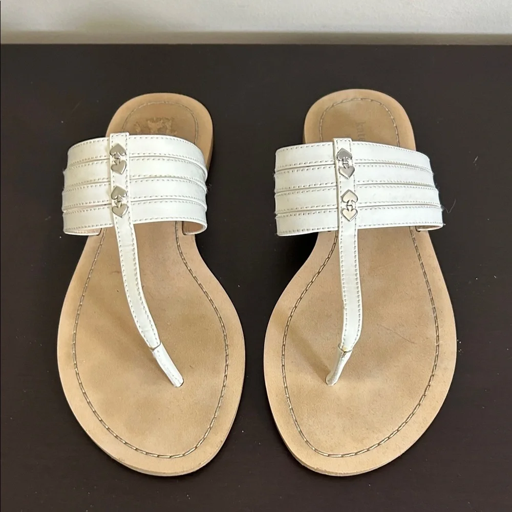 Kate Spade Carol Leather Thong Sandal White Slip On Sandal Womens Size 7